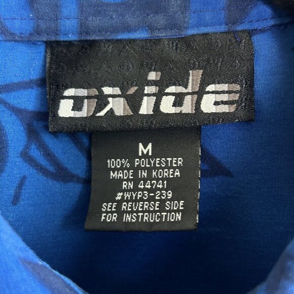 Oxide Men's Vintage 80s Blue Floral Short Sleeve Disco Shirt Size Medium - Picture 4 of 8